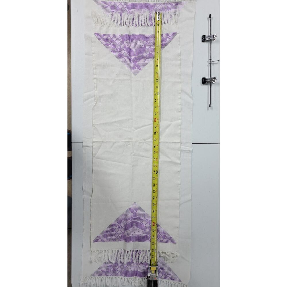 💜 Vintage Set of 4 Lavender Fringe Table Runners  – Boho Cottagecore Home Décor - Picture 7 of 8